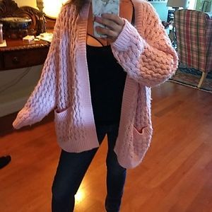 Pink H & M open cardigan with pockets